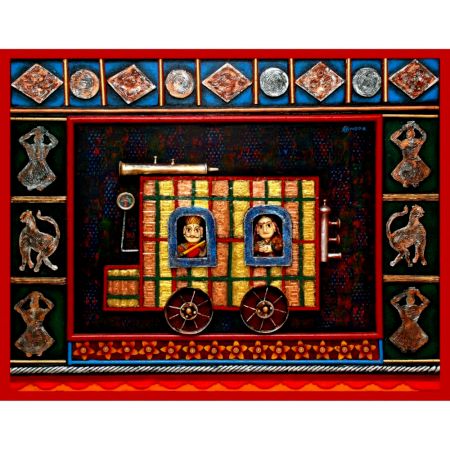 Frontier Mail Oil and Acrylic Mix Medium Board Painting